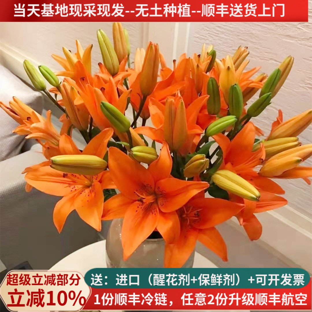 鲜花百合橙色母亲节云南基地直发