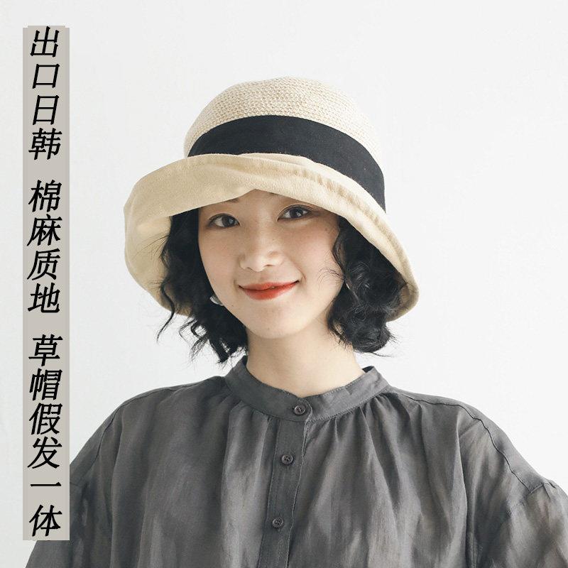 帽子假发一体女彷真短卷