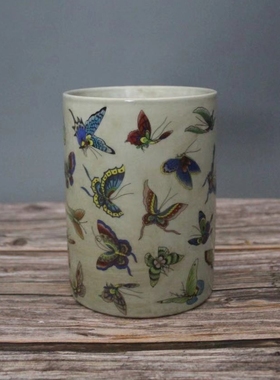 景德镇陶瓷同治粉彩蝴蝶书房摆件