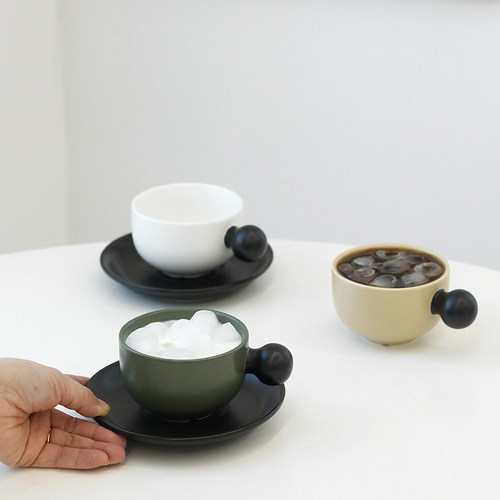 哑光小杯咖啡杯轻奢陶瓷杯早餐杯