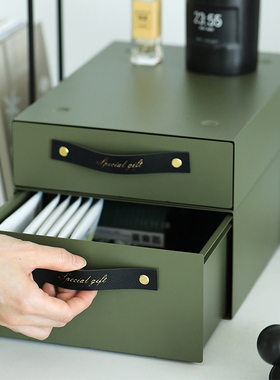 墨绿色堆叠抽屉 多功能收纳盒 咖啡机增高架 轻奢简约桌面杂物盒