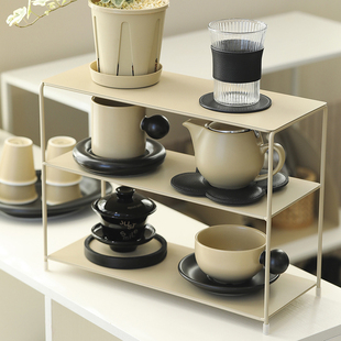 铁质简约置物架 多层铁艺杯架洗手间整理架 咖啡角桌面三层收纳架