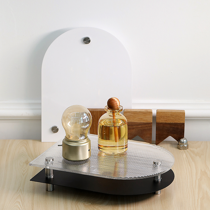 波浪条纹亚克力托盘U型点心盘