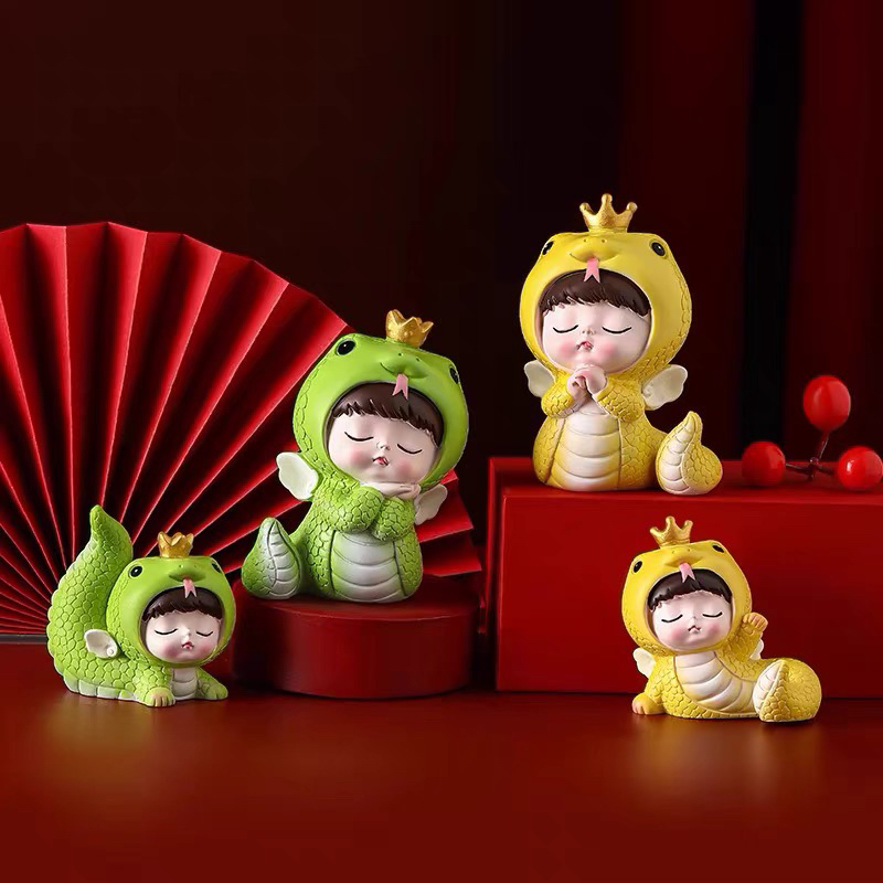 蛇宝宝周岁蛋糕装饰摆件满月摆件国潮风一岁一礼儿童生日蛋糕装饰