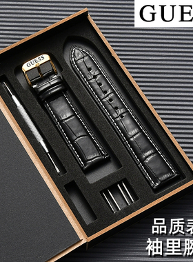 guess盖尔斯牛皮真皮手表带男款 W65006L G76049L针扣 20mm女配件