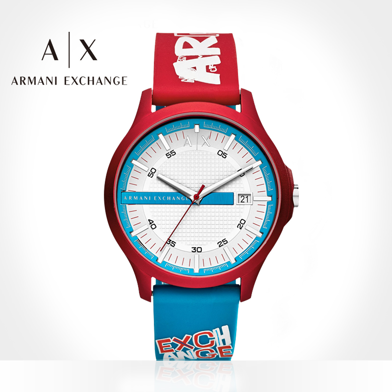 阿玛尼手表男Armani Exchange涂鸦硅胶表带腕表男时尚潮流AX2409
