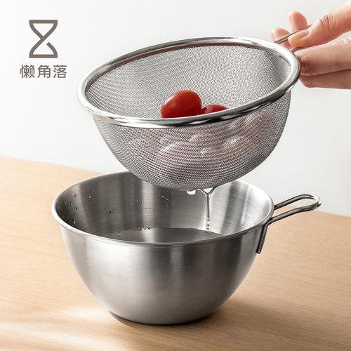 懒角落不锈钢洗菜盆沥水篮