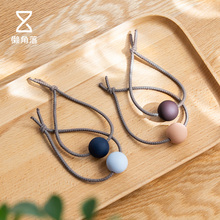 66731 懒角落发圈女头绳简约扎头发头饰橡皮筋磨砂圆珠发绳两条装