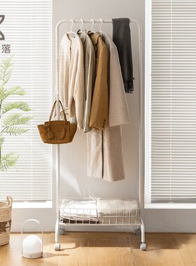 懒角落衣架落地卧室挂晾衣服帽架子次净移动家用小型置物房间立式