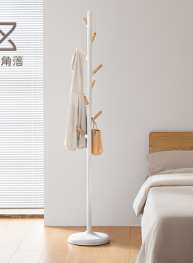 懒角落衣帽架落地家用卧室小型挂衣服不占空间入户树形立式木杆子