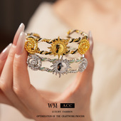 中古vintage太阳花开口手镯设计感小众百搭手环复古感手饰女