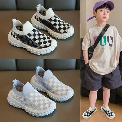 儿童入园鞋一脚蹬飞织网面软底轻