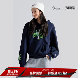 Monster Guardians X 海贼王联名女子加绒运动休闲短款连帽卫衣秋
