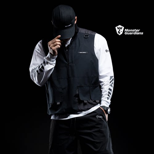 MSGD日系机能风黑色无袖马甲