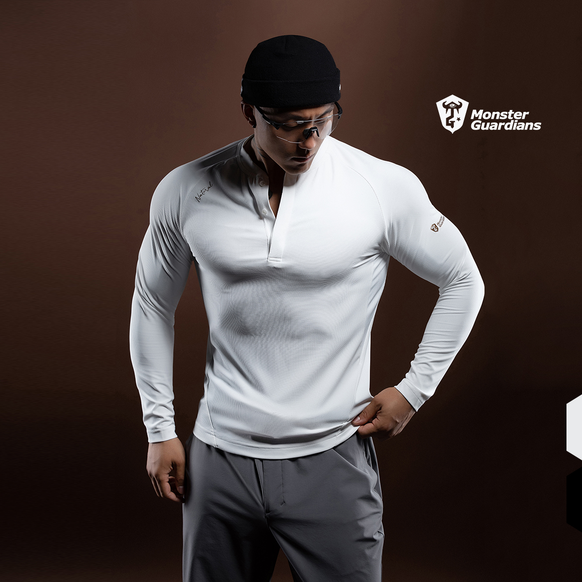 MSGD美式休闲运动长袖亨利衫