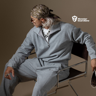 华夫格加绒套装 N系列男子秋冬休闲卫衣卫裤 Guardians Monster