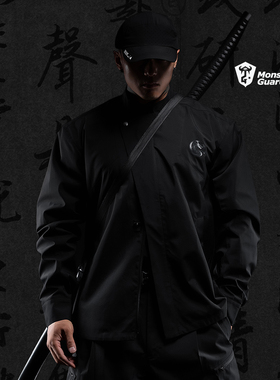 Monster Guardians暗夜系列男子黑色机能风中式夹克外套防水