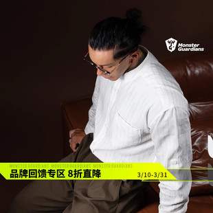 衬衫 N系列春秋老钱风休闲立领透气亚麻长袖 男 Guardians Monster