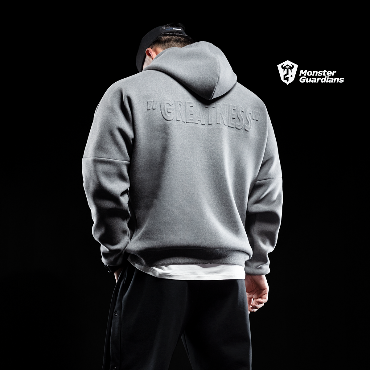 加绒凹凸印潮牌连帽卫衣