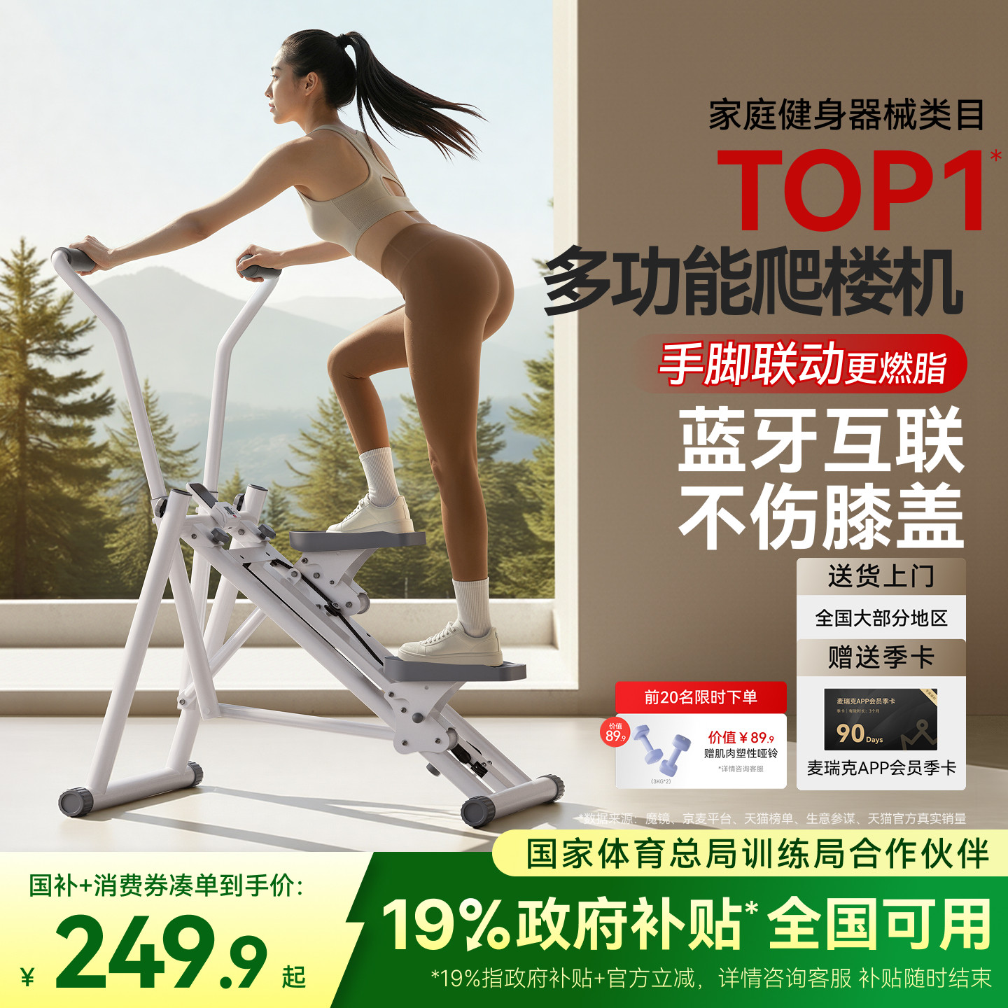 麦瑞克多功能爬楼机健身家用登山仪踏步小型运动器材瘦腰节日送礼
