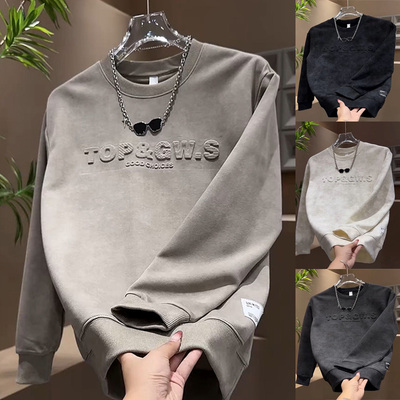 男个性纯色字母压花日常卫衣EHW