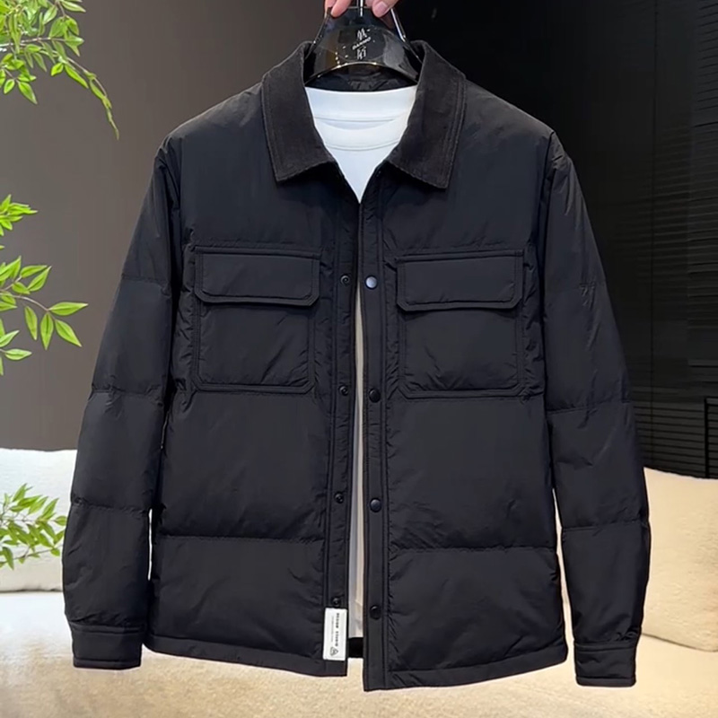 高品质白鸭绒衬衣领个性羽绒服