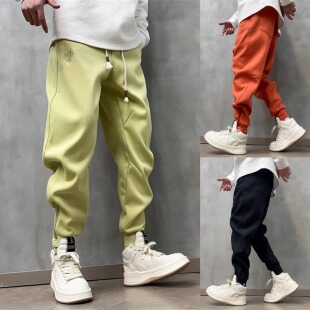 潮牌刺绣哈伦裤 网红拉链束脚休闲卫裤 男士 加绒运动裤 2024春秋新款