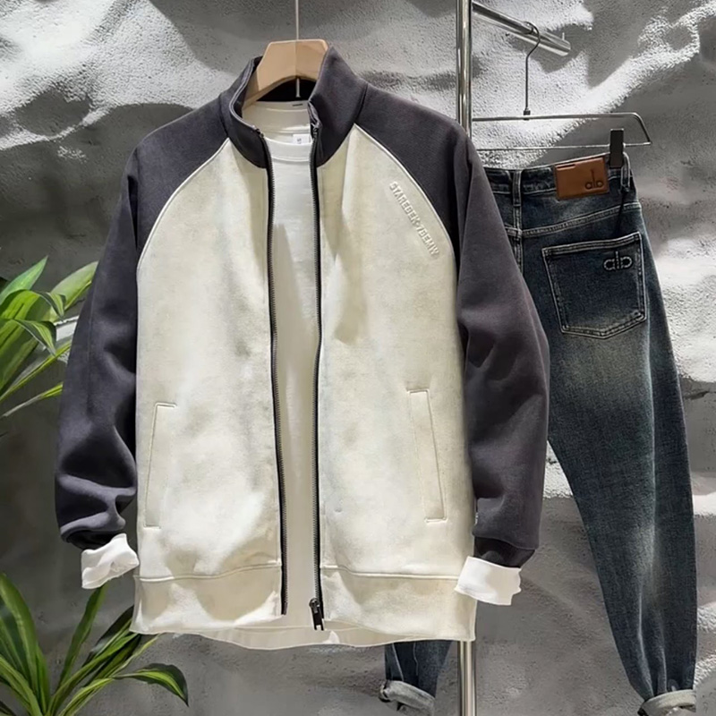 网红立领高级感潮流拼色卫衣