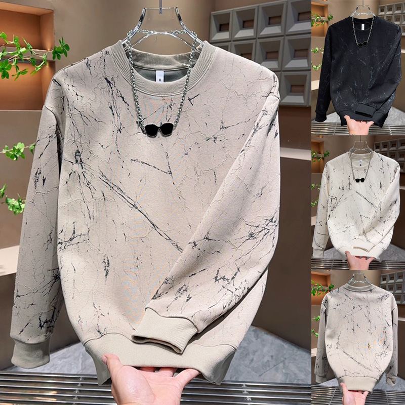 新款大理石纹设计感宽松卫衣