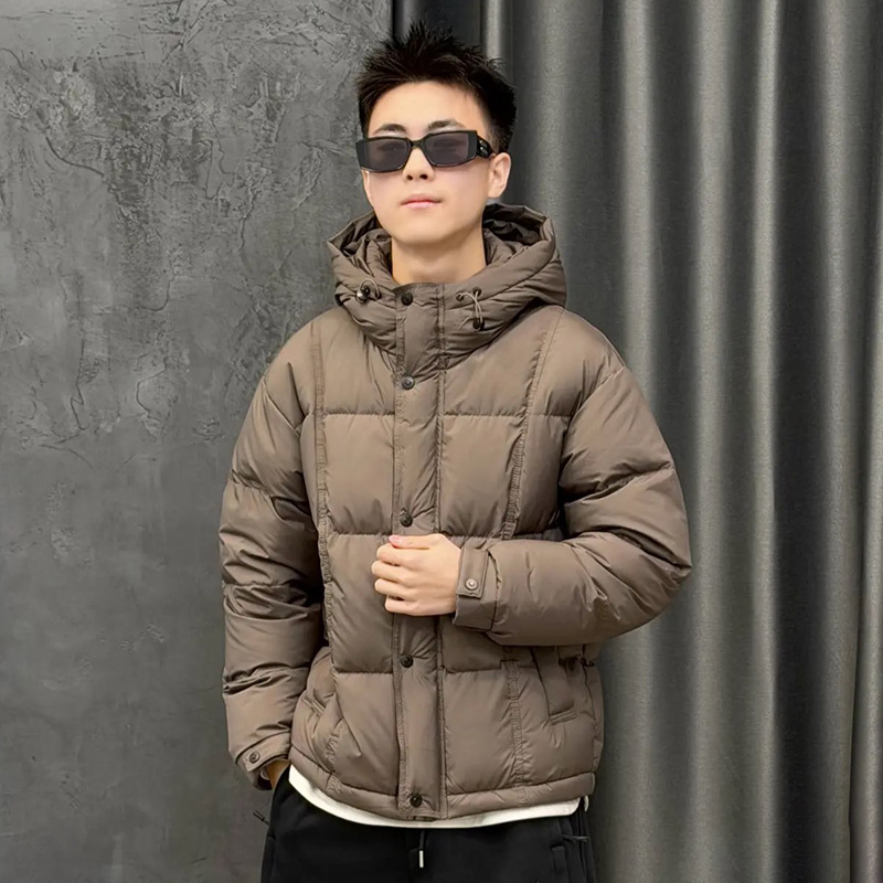 2025男士连帽修身时尚羽绒服纯色