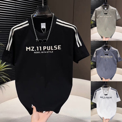 美式小众高级感拼接纯色短袖t恤