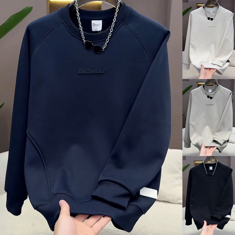 韩版加绒加厚休闲男装套头卫衣