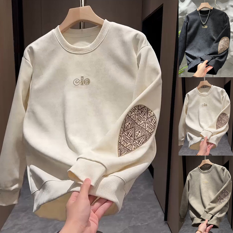 潮流设计感百搭贴布圆领卫衣2025