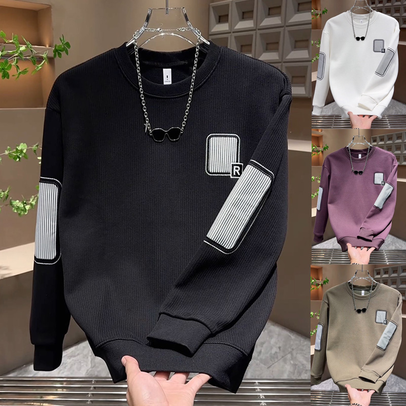 2025重磅男士拼接设计圆领卫衣