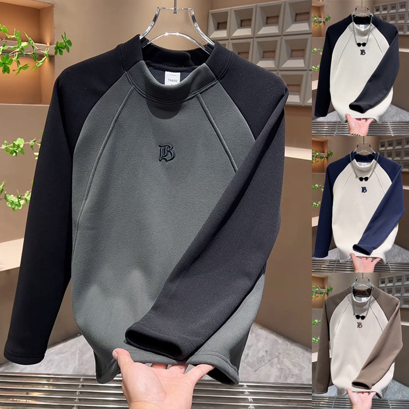 半高领拼色设计感网红男卫衣体恤