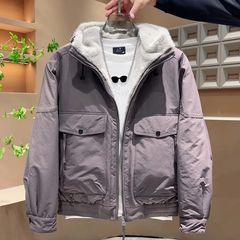 男士拼接痞帅冬季保暖双面穿夹克