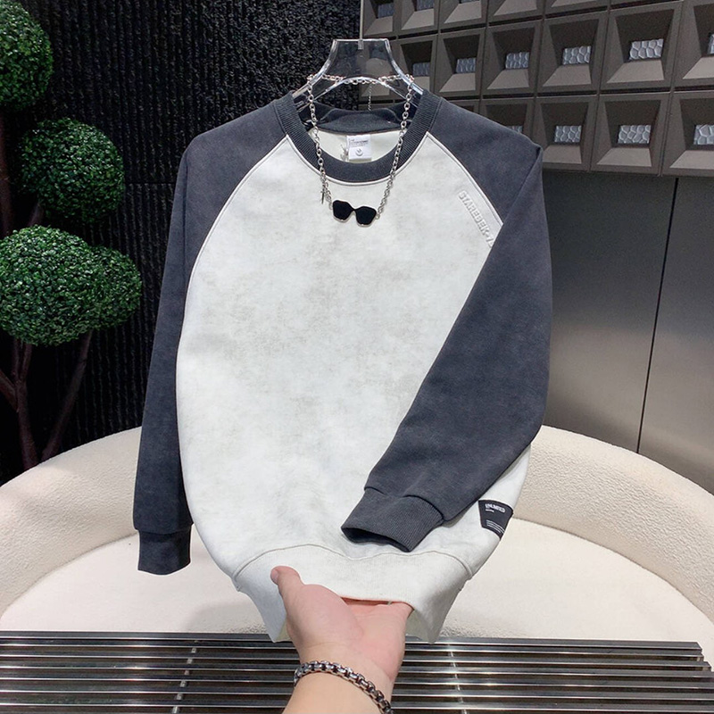 秋冬新款撞色拼接卫衣男士个性