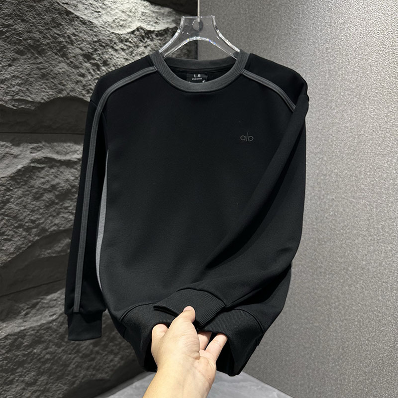 潮流拼接撞色男士圆领套头卫衣