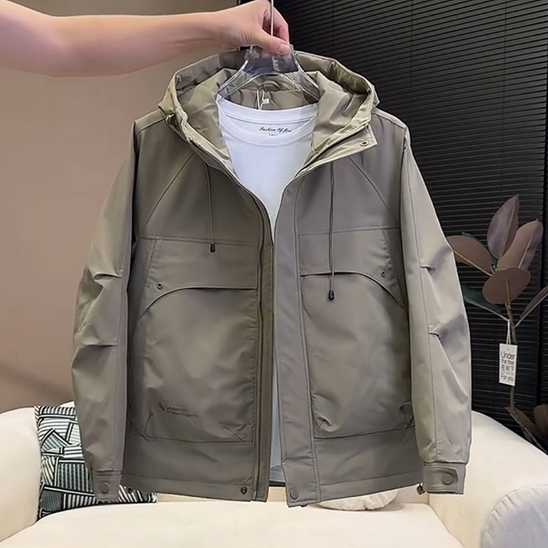 新款男士连帽宽松简约夹克外套