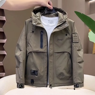 棉衣外套加厚保暖连帽工装 男士 夹克潮流百搭休闲冲锋衣男 新款 冬季