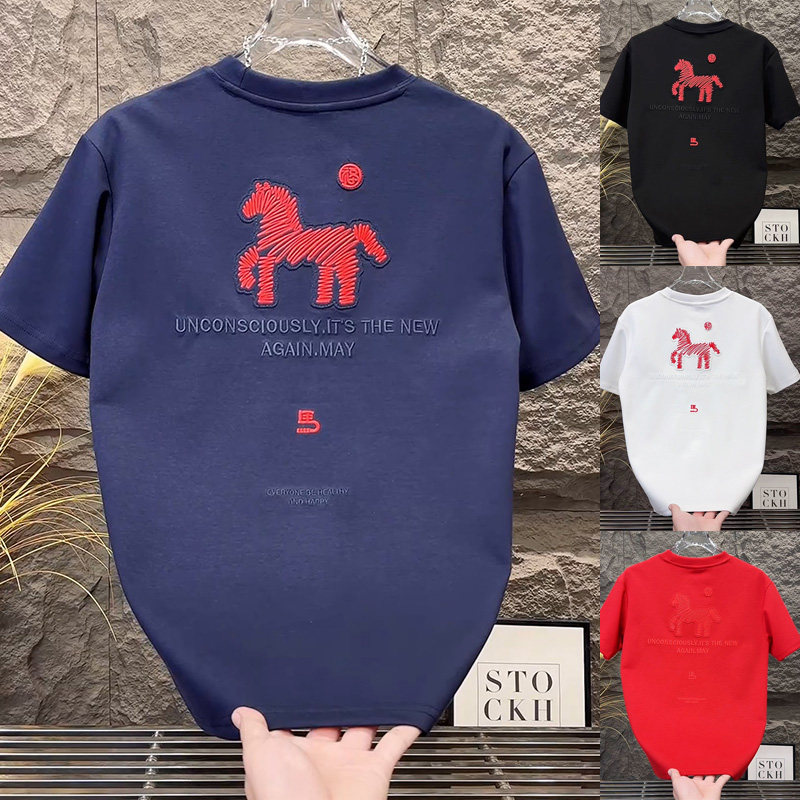 2026新款小马刺绣气质百搭短袖T恤简约帅气高级感男士打底半袖衫,男装,T恤,淘宝优惠券,粉丝福利购,淘宝优惠卷