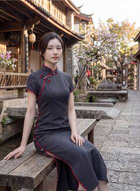 江南司造丨旗袍回娘家女2026春夏新款短袖中长裙日常优雅民国风深