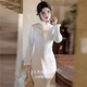 江南司造 气质高端高级感年 旗袍白色2025新款 秋冬加绒加厚改良版