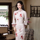 加绒保暖日常 江南司造 复古改良2025冬季 旗袍新中式 新款 绝美长袖