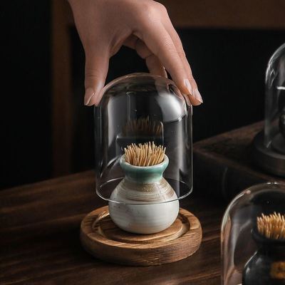 日式陶瓷复古牙签盒牙签筒罐家用轻奢高档收纳盒个性创意酒店餐具