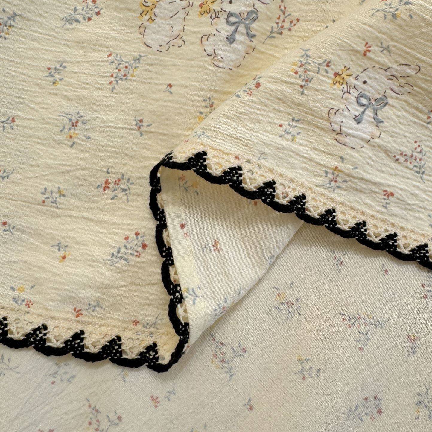 A类水洗棉双层纱镂空花边简约床上用品学生床单宿舍床枕套三件套