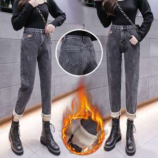 高腰加厚牛仔裤 加绒牛仔长裤 新款 2025冬季 女士宽松显瘦弹力老爹裤
