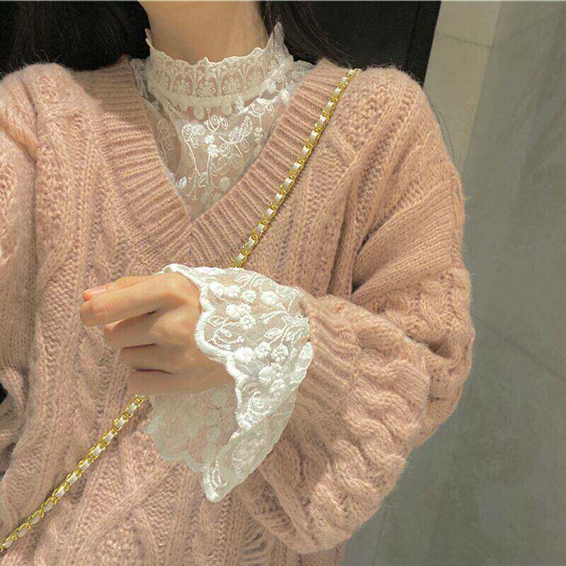 品牌折扣正品女装断码清仓特价不能退换加绒加厚蕾丝打底衫女秋冬