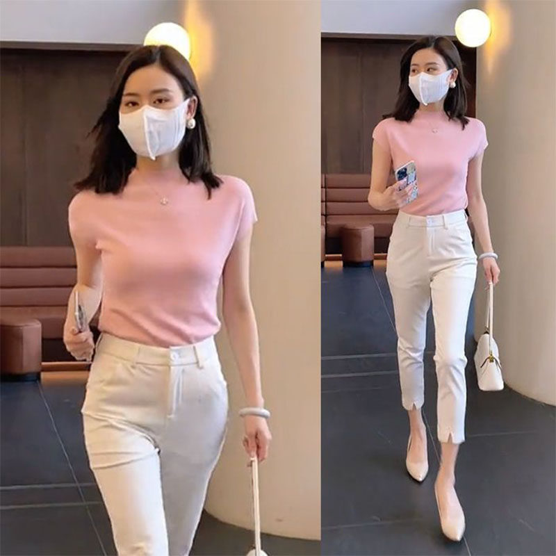 【品牌正品女装新品超级秒杀 不接受退换】冰丝针织t恤女短袖夏季