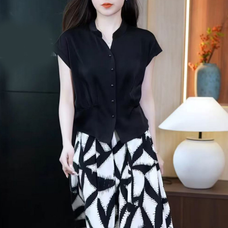 品牌折扣正品女装断码清仓特价不能退换港式黑色polo领衬衫女夏季